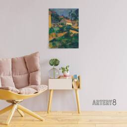 "Artery8 Turning Road at Montgeroult Paul Cezanne Canvas Wall Art Print - Size: W12"" x H16""" - thumbnail 3