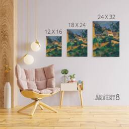 "Artery8 Turning Road at Montgeroult Paul Cezanne Canvas Wall Art Print - Size: W12"" x H16""" - thumbnail 4