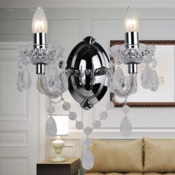 First Choice Lighting Clear Acrylic & Chrome Marie Therese Style 2 x 40W Wall Light - thumbnail 5