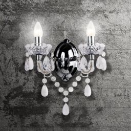 First Choice Lighting Clear Acrylic & Chrome Marie Therese Style 2 x 40W Wall Light - thumbnail 2