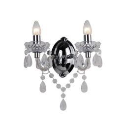First Choice Lighting Clear Acrylic & Chrome Marie Therese Style 2 x 40W Wall Light - thumbnail 1