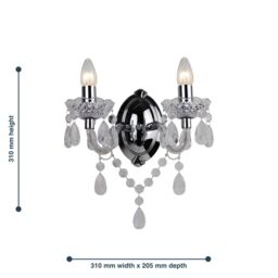 First Choice Lighting Clear Acrylic & Chrome Marie Therese Style 2 x 40W Wall Light - thumbnail 3
