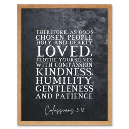 Artery8 Wall Art Print Colossians 3:12 Clothe Yourselves with Compassion Christian Bible Verse Quote Scripture Typography Art Framed - thumbnail 1