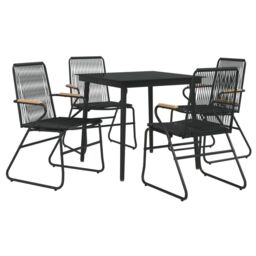 Berkfield Home 5 Piece Garden Dining Set Black PVC Rattan - thumbnail 3