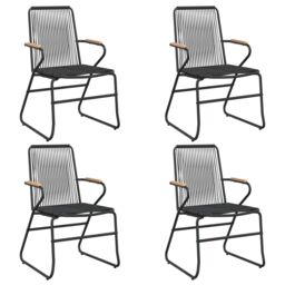 Berkfield Home 5 Piece Garden Dining Set Black PVC Rattan - thumbnail 4