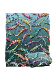 JQ Licensing Royce Mcclure Rainbow Geckos Pattern Silky Touch Super Soft Throw Blanket 152 X 127 cm in White - thumbnail 2