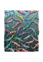 JQ Licensing Royce Mcclure Rainbow Geckos Pattern Silky Touch Super Soft Throw Blanket 152 X 127 cm in White - thumbnail 1
