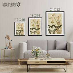 "Artery8 Butterflies & Dragonflies Framed Canvas Wall Art Print Verneuil in Khaki - Size: W24"" x H32""" - thumbnail 4