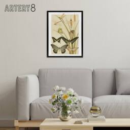 "Artery8 Butterflies & Dragonflies Framed Canvas Wall Art Print Verneuil in Khaki - Size: W24"" x H32""" - thumbnail 3