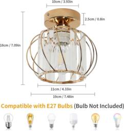 COMELY Crystal Ceiling Lights, E27 Vintage Ceiling Lights, Mini Chandelier in Gold - thumbnail 6