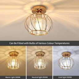 COMELY Crystal Ceiling Lights, E27 Vintage Ceiling Lights, Mini Chandelier in Gold - thumbnail 7