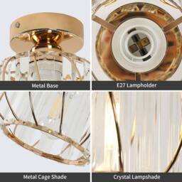 COMELY Crystal Ceiling Lights, E27 Vintage Ceiling Lights, Mini Chandelier in Gold - thumbnail 8