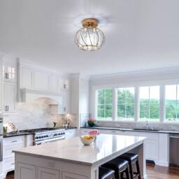 COMELY Crystal Ceiling Lights, E27 Vintage Ceiling Lights, Mini Chandelier in Gold - thumbnail 4