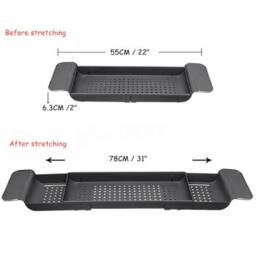 KORVIXA Black Grey Extendable Bath Tub Caddy - Size: 50 cm x 80 cm - thumbnail 2