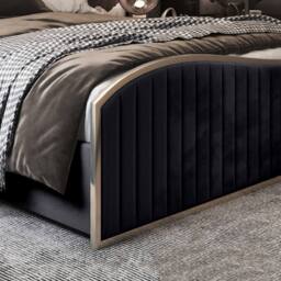 Casani Gainsborough Upholstered Soft Velvet Black Metal Designer Bed Frame - Size: Single - thumbnail 7