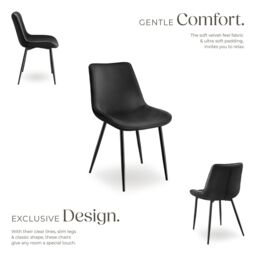 tectake Dining Chair Monroe Set Of 4 - Black - Size: 4 Pack - thumbnail 3