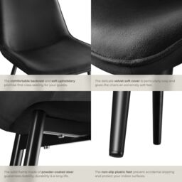 tectake Dining Chair Monroe Set Of 4 - Black - Size: 4 Pack - thumbnail 5