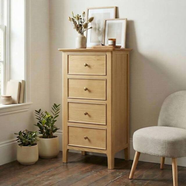 FurnitureboxUK Belle Oak Wood Tallboy Chest of Drawers in Light Brown - image 1