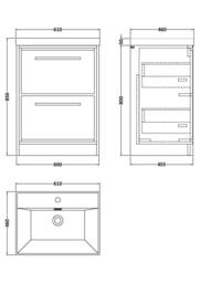 Balterley Bathroom 2 Soft Close Drawer Floor Vanity Unit Basin, Green, 600mm in Green - thumbnail 2