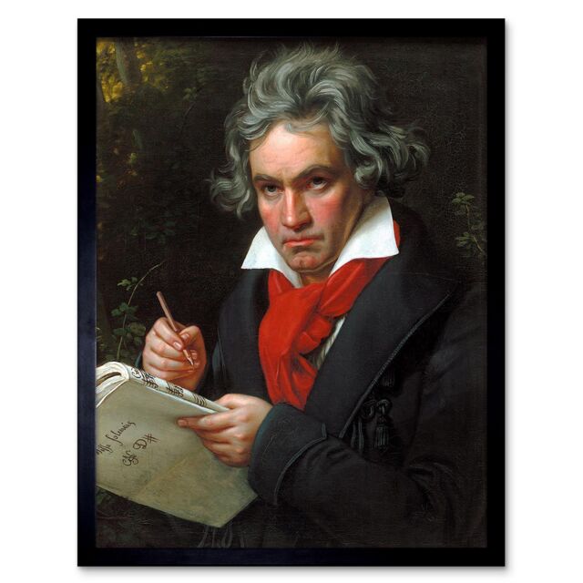 "Artery8 Wall Art Print Music Composer Ludwig Van BeethovenPortrait Painting Joseph Karl Stieler Art Framed - Size: W12"" x H16""" - image 1