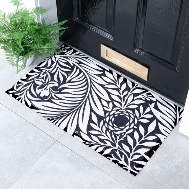 Artsy Mats William Morris Black & White Indoor & Outdoor Doormat - 70x40cm - Size: 40 cm x 70 cm - image 1