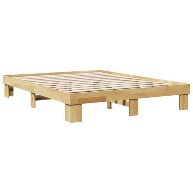 Berkfield Home Beautiful Bed Frame without Mattress 135x190 cm Double Solid Wood Oak in Brown - image 1