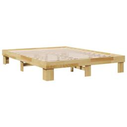 Berkfield Home Beautiful Bed Frame without Mattress 135x190 cm Double Solid Wood Oak in Brown - thumbnail 8