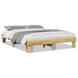 Berkfield Home Beautiful Bed Frame without Mattress 135x190 cm Double Solid Wood Oak in Brown - thumbnail 3