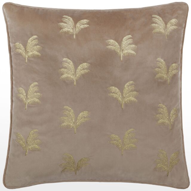 Paoletti Guilded Palms Embroidered Cushion in Light Brown - Size: 45 cm x 45 cm - image 1