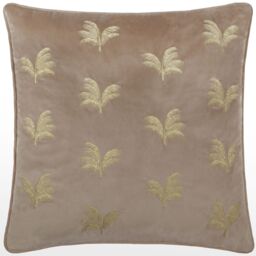 Paoletti Guilded Palms Embroidered Cushion in Light Brown - Size: 45 cm x 45 cm