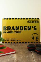 Personalised Memento Company Personalised Gaming Zone Metal Sign in Yellow - thumbnail 4