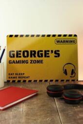 Personalised Memento Company Personalised Gaming Zone Metal Sign in Yellow - thumbnail 1