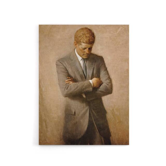 "Artery8 Shikler US President John F Kennedy JFK Canvas Wall Art Print in Brown - Size: W18"" x H24""" - image 1