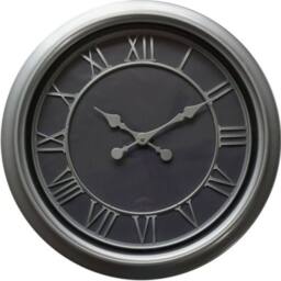 Wyld Haus 59cm Black Round Wall Clock with Roman Numerals in Silver - thumbnail 2