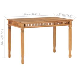 Berkfield Home Garden Dining Table 120x65x80 cm Solid Teak Wood in Brown - Size: 120 x 65 x 80 cm - thumbnail 6