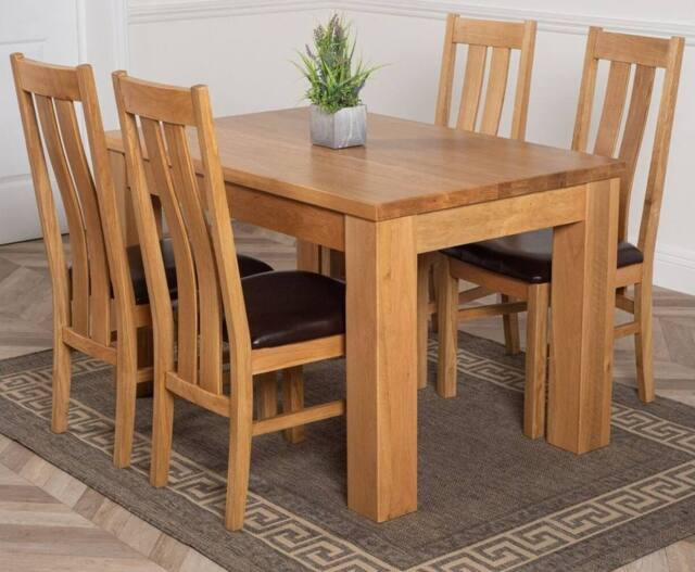 Thats Furniture Dakot 127 x 82cm Oak Small Dining Table & 4 Princeton Chairs in Brown - Size: 127 x 82 cm - image 1