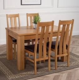 Thats Furniture Dakot 127 x 82cm Oak Small Dining Table & 4 Princeton Chairs in Brown - Size: 127 x 82 cm - thumbnail 3