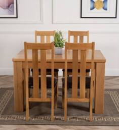 Thats Furniture Dakot 127 x 82cm Oak Small Dining Table & 4 Princeton Chairs in Brown - Size: 127 x 82 cm - thumbnail 2