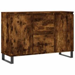 Berkfield Home Sideboard Smoked Oak 104x35x70 cm Engineered Wood in Brown - Size: 104 x 35 x 70 cm - thumbnail 1