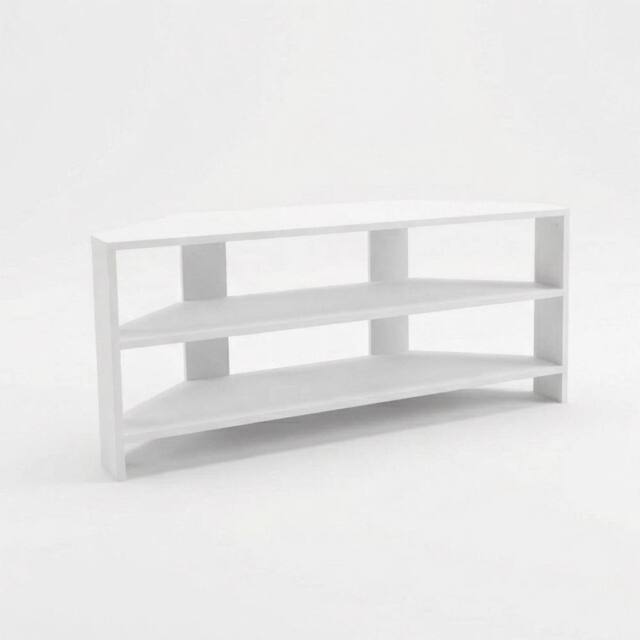 VOGREX Corner TV Stand Matt White 2-Tier - image 1