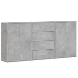 Berkfield Home Sideboards 3 pcs Concrete Grey 60x31x84 cm Engineered Wood - Size: 60 x 31 x 84 cm - thumbnail 2