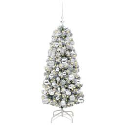 Berkfield Home Realistic Artificial Hinged Christmas Tree Green & white 120 cm