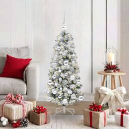 Berkfield Home Realistic Artificial Hinged Christmas Tree Green & white 120 cm - thumbnail 2