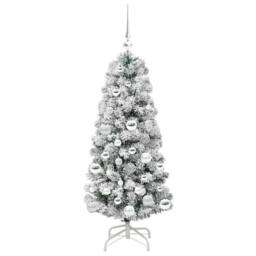Berkfield Home Realistic Artificial Hinged Christmas Tree Green & white 120 cm - thumbnail 4