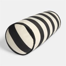 OHS Matte Velvet Stripe Bolster Pillow Soft Cylindrical Cushion in White - thumbnail 5