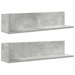 Berkfield Home Wall Shelves 2 pcs Concrete Grey 75x16.5x16.5 cm Engineered Wood - thumbnail 2