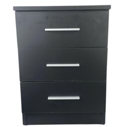 Interior Emporium Ltd 3-Drawer Bedside Table - Compact Nightstand with Storage - Modern Bedroom Furniture (Black) in Black - thumbnail 1