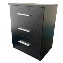 Interior Emporium Ltd 3-Drawer Bedside Table - Compact Nightstand with Storage - Modern Bedroom Furniture (Black) in Black - thumbnail 3