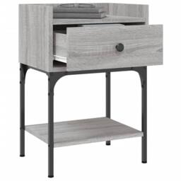 Berkfield Home Elegant Bedside Table Grey Sonoma 40.5x31x60 cm Engineered Wood - thumbnail 4