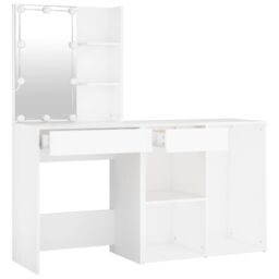 Berkfield Home LED Dressing Table with Cabinet White Engineered Wood - thumbnail 6